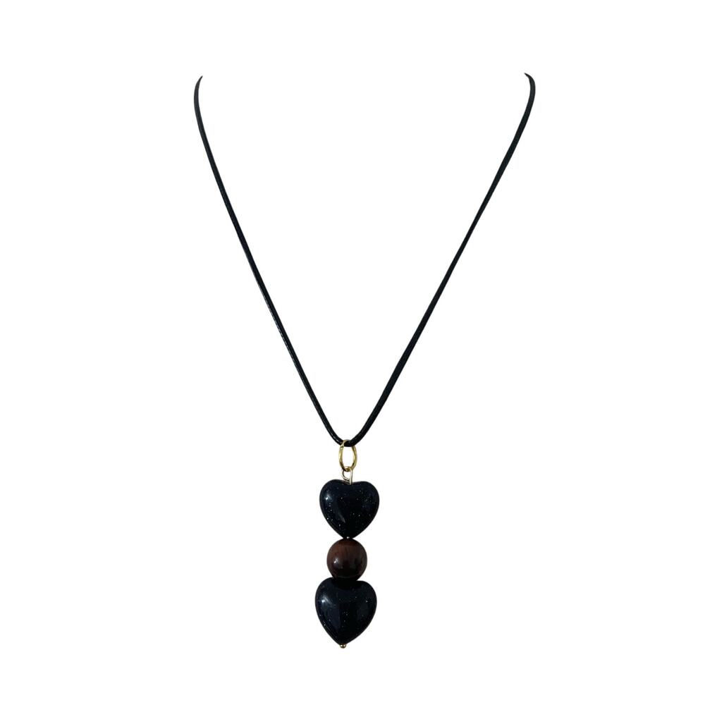 Handmade blue sandstone heart pendant necklace
